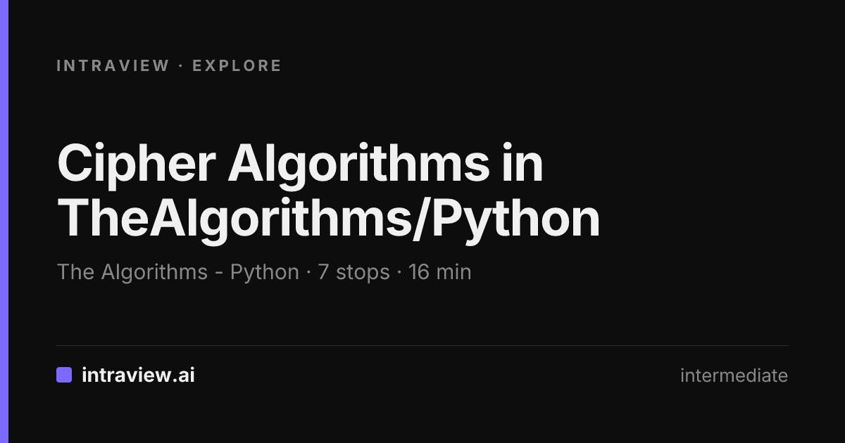 Cipher Algorithms in TheAlgorithms/Python - Intraview Explore