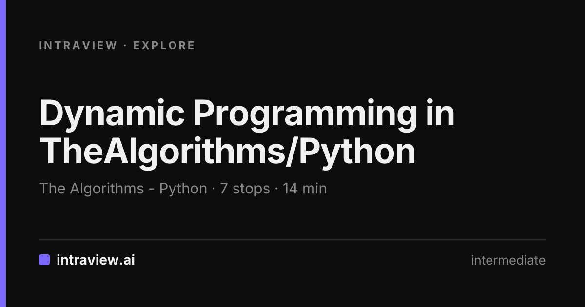Dynamic Programming in TheAlgorithms/Python - Intraview Explore